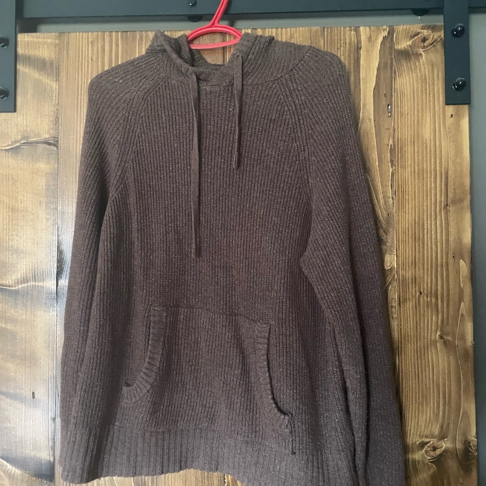 American Eagle Outfitters Brown Crewneck Knit Hoodie Sweater